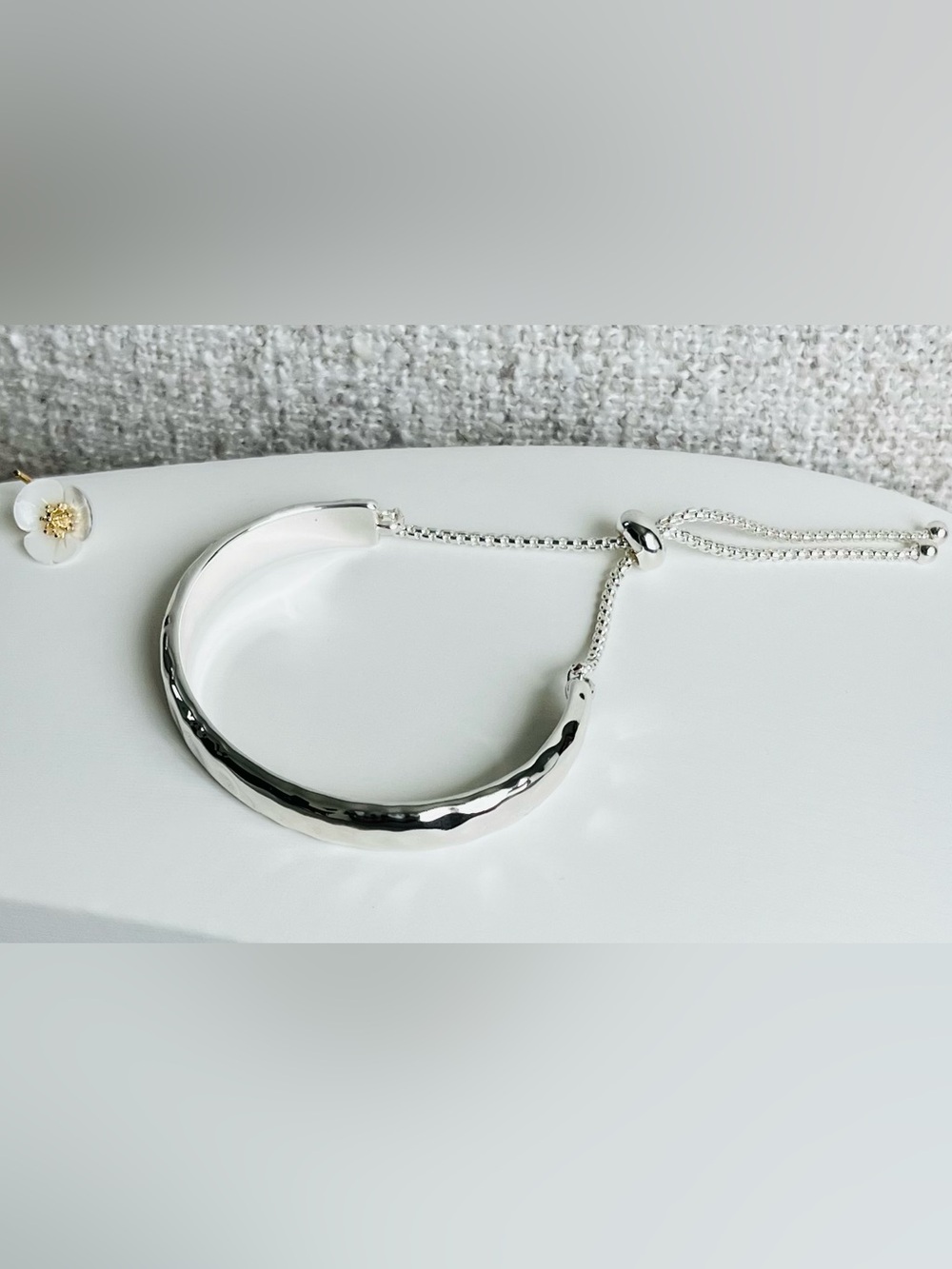 Style & Co. Silver Tone Hammered Slider Bracelet